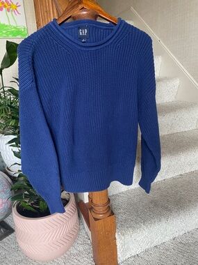 GAP Women's Navy Cotton Crewneck Knit Sweater Small